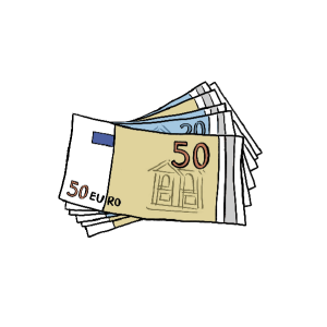 Zeichnung von einem Bündel Geldscheine